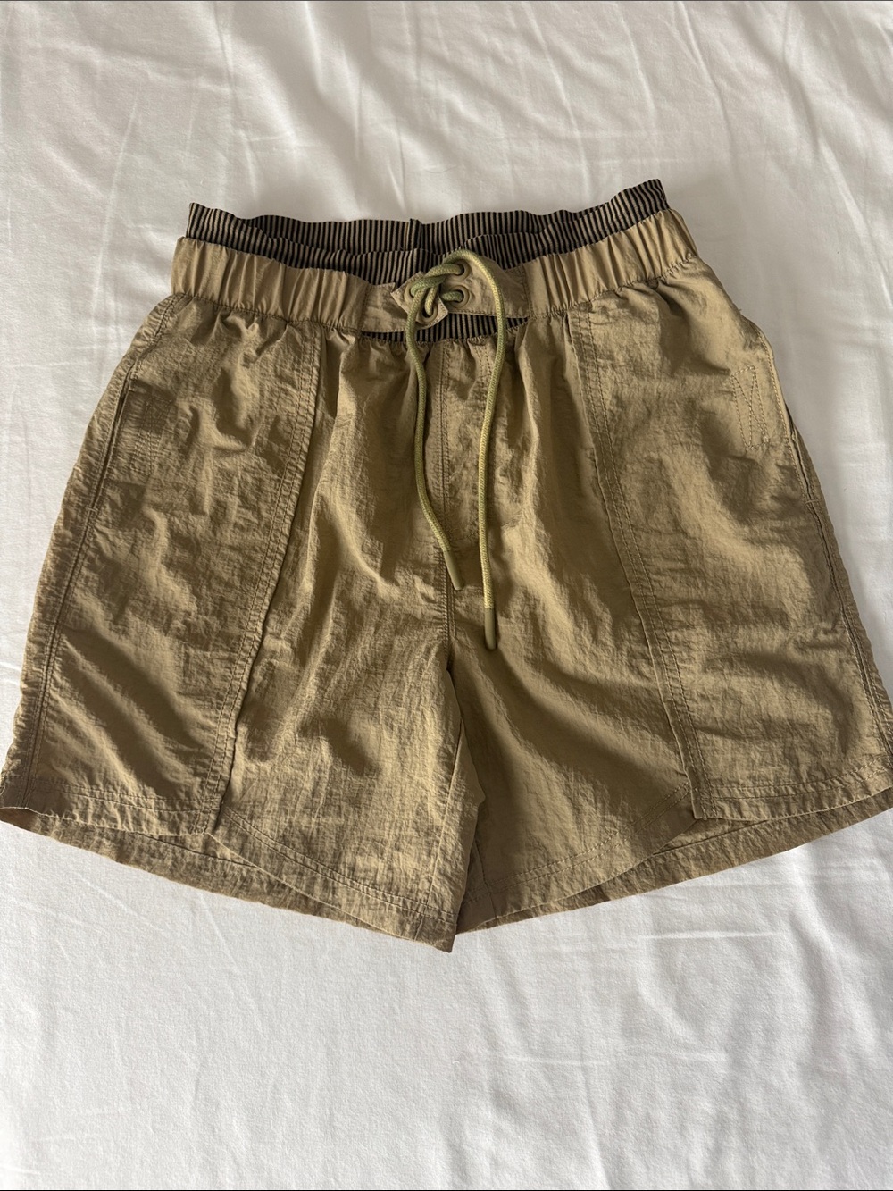 NEW Free People FP Movement Olive Green Tan Athletic Casual Drawstring Shorts. S